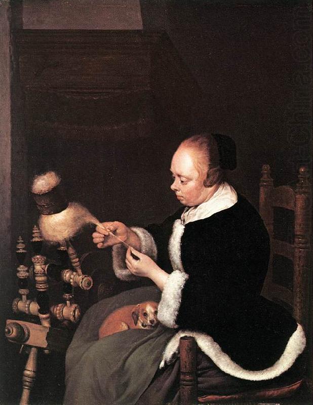 TERBORCH, Gerard A Woman Spinning at china oil painting image